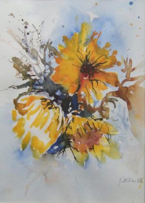 Titel: Sonnenblumen | Künstler: Ute Westien | Bildformat: 50 x 40 cm | Technik: Aquarell | Jahr: | Preis: 300€ | Katalognummer: 21