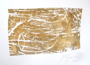 Titel: Der goldene Apfel | Künstler: Felix Dröse | Bildformat: 54 x 64 cm | Technik: Holzschnitt | Jahr: 2005 | Preis: 200€ | Katalognummer: 100 |